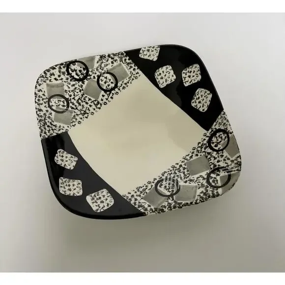Vintage Ann Mallory California Mid Century Hand Painted Dish Black White - Picture 2 of 4
